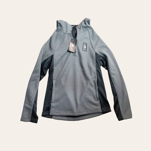 Spyder Men’s Half Zip Hooded Pullover Jacket in Polar Gray Black Size M - Picture 1 of 8